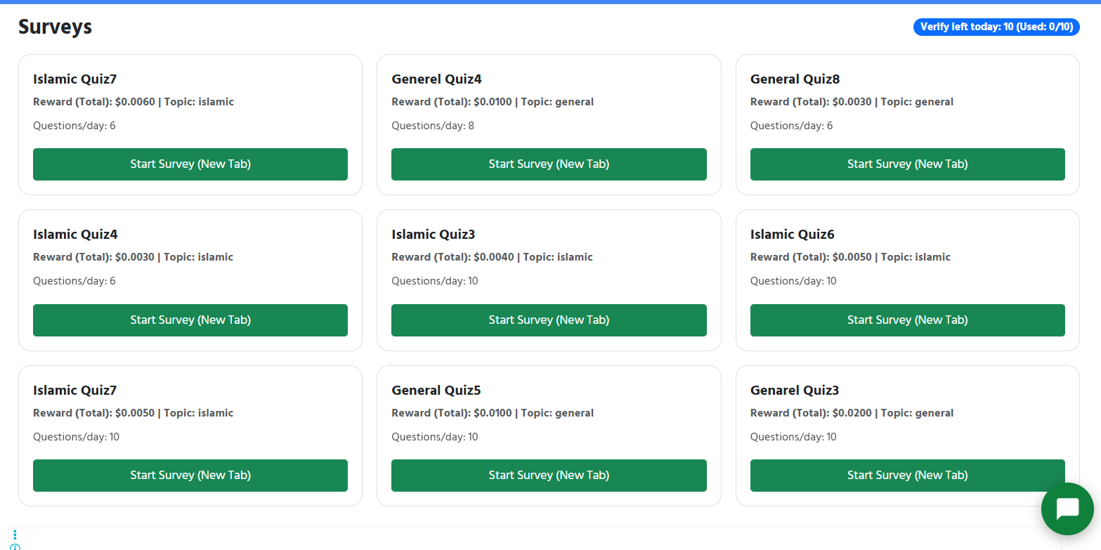 Survey and Quiz Tasks