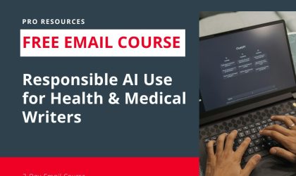 A professional content writer uses AI tools responsibly at a clean, modern workspace.