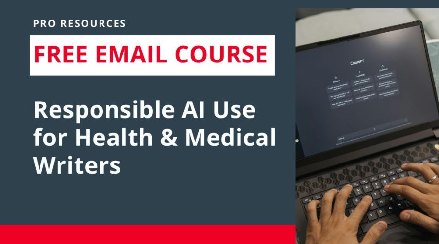 A professional content writer uses AI tools responsibly at a clean, modern workspace.